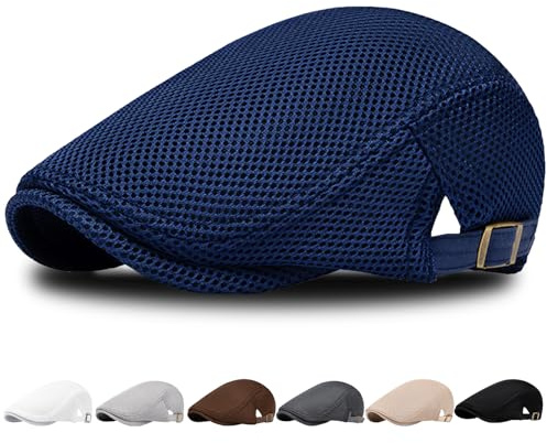 AUNGKWANG Herren Schirmmütze, Unisex Baskenmütze, Atmungsaktives Mesh, Sonnenhut, Kopfbedeckung Herren Sommer, Schiebermütze HerrenSommer, Verstellbar, Marineblau