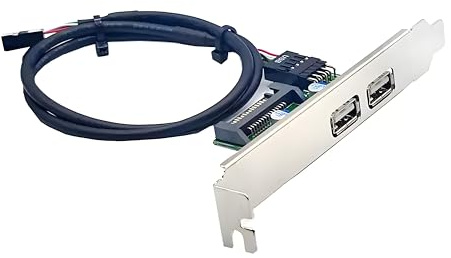 cablecc Double USB 2.0 femelle, panneau de montage interne vers câble de carte mère Baffle 9 broches avec alimentation SATA supplémentaire et support de 12 cm