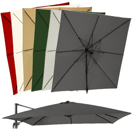 Grand auvent de rechange pour parasol déporté pour parasol de patio et extérieur, tissu rectangulaire gris (4 x 3 m)