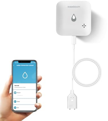 Wassermelder, Wassermelder 90 dB Lauter Wassersensor, Wassersensor mit Fernalarmierung, IP66,Wasseralarm für Küchen, Keller und Badezimmer (W08TZ)