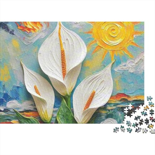 1000 Piece Recycled Cardboard Jigsaw Puzzle Peace Lily Adults Peace Lilies Educational Decompression Tool Wall Decor Excellent Gift Women's Leisure Time 38x26cm