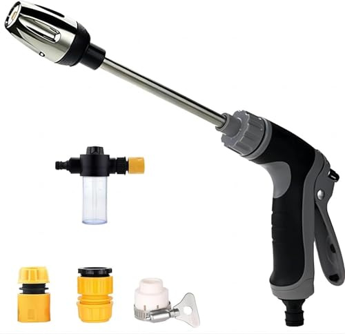 Jetterix Boquilla de Alta Presión para Manguera de Jardín, Pistola de Agua a Presión sin Electricidad, Pulverizador Ajustable para Coche, Terraza, Patio, Suelo, Valla y Limpieza Exterior (1 Pack)