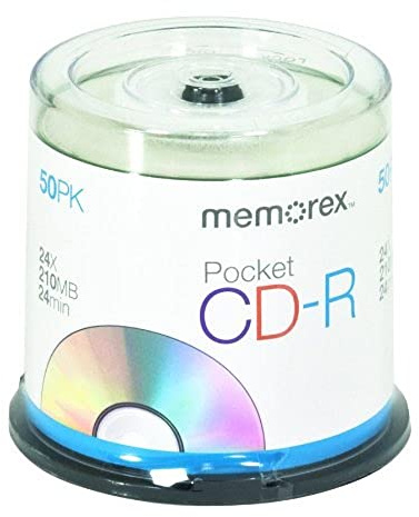 Memorex Mini-dischi CD-R tascabili da 210 MB 24x 24 minuti, confezione da 50