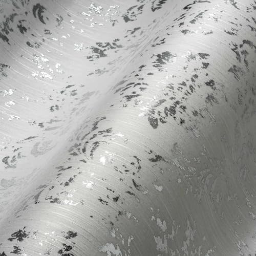 A.S. Création Architects Paper Textiltapete Metallic Silk Tapete mit Ornamenten barock 10,05 m x 0,53 m metallic weiß Made in Germany 306621 30662-1