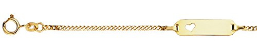JC Schmuck 585 Gold Baby ID-Armband Kinder Goldarmband 14 cm mit Herz I Panzerflaches Armband mit Gravur Taufarmband Gold Namensarmband I Babyarmband mit Namen I Kinderschmuck I 5.56059H
