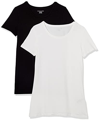 Amazon Essentials Damen T-Shirt mit kurzen Ärmeln und Rundhalsausschnitt in normaler Passform, Multi-Packs
