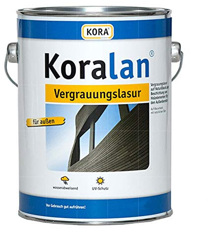 Koralan® Vergrauungslasur- ideal für Nadelholz, z. B. Holzfassaden oder Holz im Garten (Silber, 10 Liter)