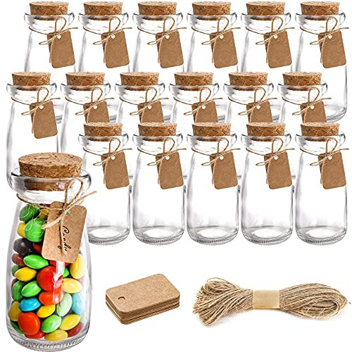 Kingrol 15 botellas de vidrio con tapón de corcho, tarros de cristal vintage para manualidades, decoración, recuerdos de fiesta