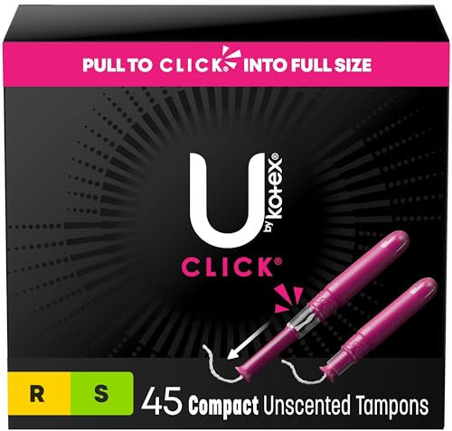 U by Kotex Tampones, Click Compact Multipack, Regular/Super Absorbencia, sin perfume, 45 unidades