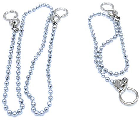 Lot de 2 chaînes de bouchon chromées 300 mm pour lavabo et 450 mm pour baignoire/grand évier, type boule, Noir , Taille unique, Classique