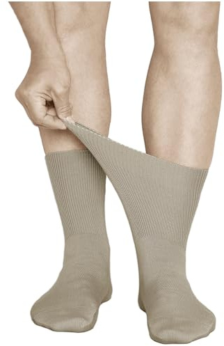 VITSOCKS Herrstrumpor med Extra Lös Resår, Bomull (3 PAR) Svullna Ben och Anklar, beige, 39-41