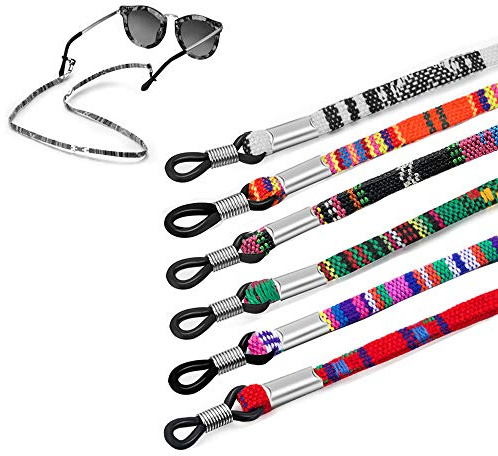 Jurxy 6 Stück Brillenkette Grobe Baumwolle Brillen Kette Sport Brillenbänder in Ketten Brillen Hals Schnur Gläser Band Brille Cords für Damen Geschenk – Stil 2