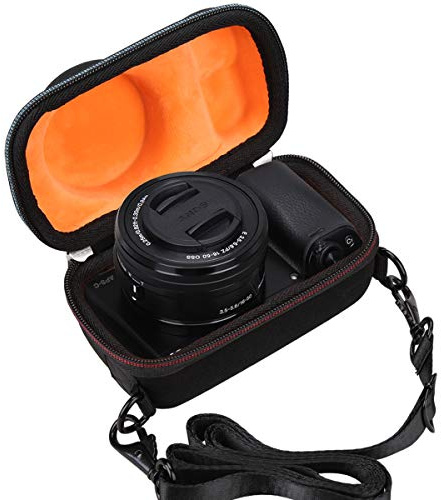 Mchoi - Funda rígida de EVA para cámara Sony a6000, a6400, a6100, cuerpo solamente, carcasa de EVA antigolpes, interior naranja brillante, compacta y ligera, para viajes y almacenamiento informal