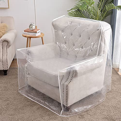BELOTREE Plastic Armchair Chair Covers for Pets, Waterproof Heavy Duty Plastic Recliner Cover, Protect The Sofa Chair for Storage and Moving (1 Pack)