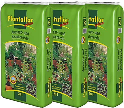 Plantaflor Plus Aussaaterde Kräutererde Ansaaterde Stecklingserde Erde Blumenerde 60 Liter (3 x 20 L)