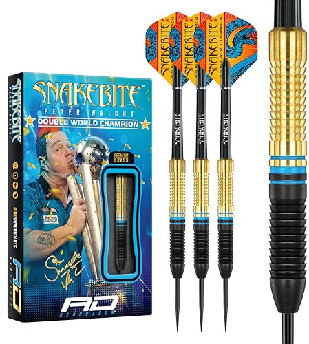 RED DRAGON Peter Wright Snakebite World Champion 2022 Darts Set - 21 Gramm Brass Steeltip Dartpfeile