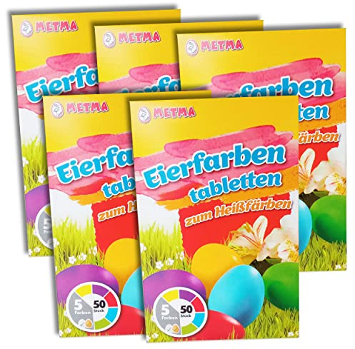 5x Eierfarbe Packung zum Heißfärben 25 Tabletten blau, gelb, grün, rot, lila Ostereierfarbe Färbefarbe