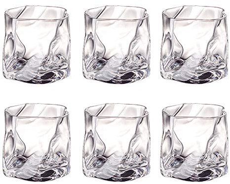 Vasos de Agua/Vasos Taza de cristal, Conjunto de 6, Color, Cristal, Cristal, Especial, Cuarteto Rock Creative Glass, Whisky / Vino / Vino Tumblers, Taza de Whisky, Copa de licor, 9.8oz Vasos de Crist