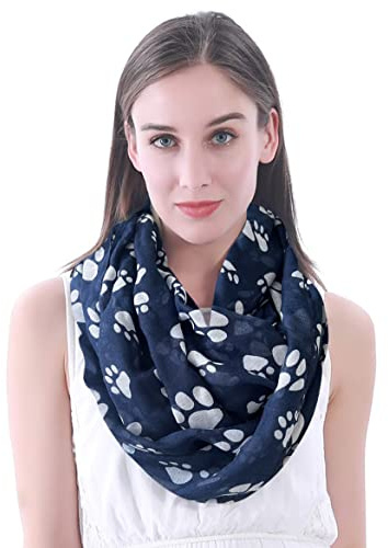 Lina & Lily Damen Loop Schal mit Pfoten-Print Hund Katze
