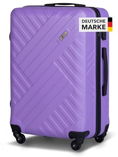 Xonic Design Reisekoffer - ABS Hartschalen Koffer mit 360° Leichtlauf-Rollen - hochwertiger Trolley mit Zahlenschloss in M-L-XL oder Set (Pastell Flieder, L)