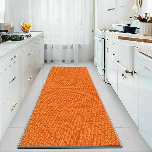 YANHONG Teppich Läufer Flur Teppich Läufer 100 x 460 cm Anpassbar rutschfest Velours Küchenläufer Teppichläufer Küchenteppich mit rutschfestem Gelrücken für Drinnen und Draußen, Orange