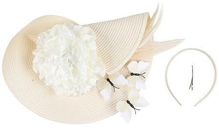 LJRPUPY Chic Fascinator Hut Große Kopfbedeckung Stirnband Kirche Hochzeit Cocktail Tee Party Headpiece Hut für Frauen Mädchen