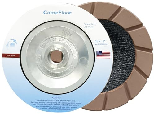 Concrete Grinding Wheel 5 Ceramic Diamond Cup Wheel for Floor Grinding, 100# Dry Edge Polishing Discs Fits Angle Grinder, 5/8-11