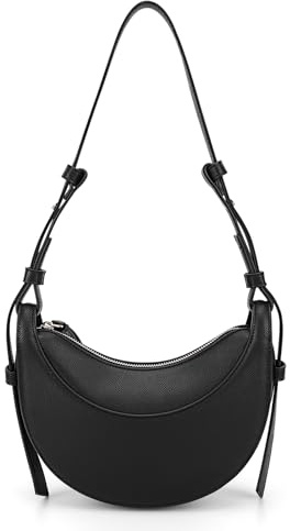 ACUYE Sac à bandoulière pour femme, sac à bandoulière en forme de croissant en cuir, sac à main pour femme avec sangle réglable, Noir , 24.5cm