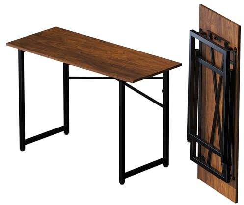 Lutown-Teen Klappbarer Computertisch 120 cm, Schreiben Gaming Computer Camping Schreibtisch, Keine Montage erforderlich Home Office Tisch, Mahagoni | Schreibtisch, Gaming-Computer, Camping-Schreibtisch, Heimbüro-Tisch für kleine Räume