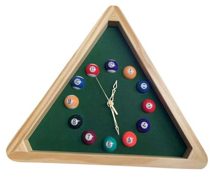 perfk Billard-Billardball-Uhr, Nicht tickende Qualität, einfache Installation, robuste 35,6 cm große dreieckige Billardtisch-Wanduhr für Schlafzimmer
