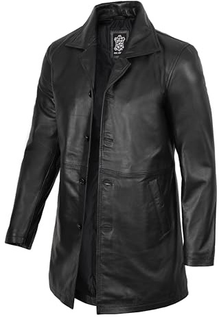 fjackets Giacca in pelle da uomo - Giacche in vera pelle di agnello per uomo Cappotti in pelle da uomo stile Carcoat, Suprnatural - Giacca in pelle nera, Medium