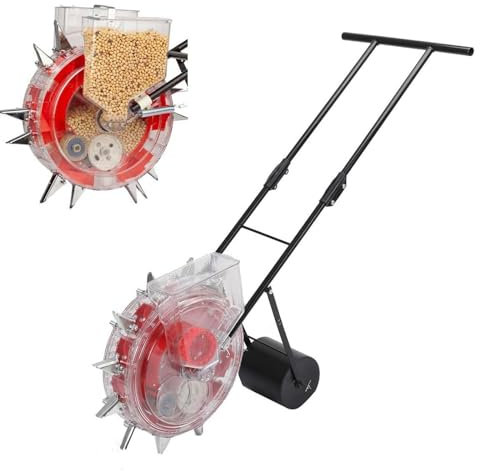 COUCHO Épandeur de Diffusion à conducteur Marchant, semoir à Rouleaux à poussée Manuelle, semoir précis, Distributeur agricole Efficace de semoir de maïs for pelouse et Jardin, 12 Trous