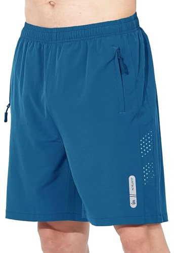 JustSun Shorts herr sport snabbtorkande lätta andningsbara påfågelblå M