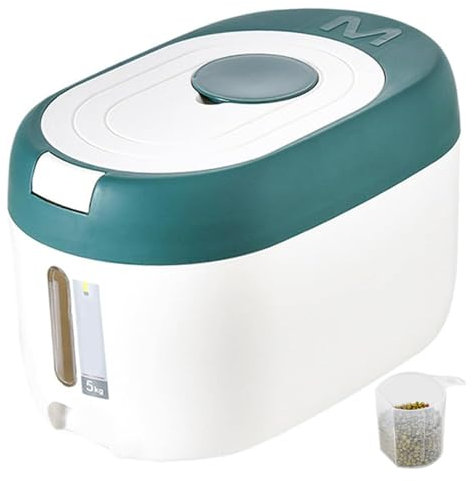 Wedhapy Rice Storage Container 5kg Sealed Rice Dispenser with Measuring Cup, Bpa-Free Cereal Storage Containers Cereal Dispenser for Soybean Corn Organization
