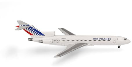 Herpa Modellflugzeug Air France Boeing 727-200 – F-BPJO Miniatur im Maßstab 1:500, Sammlerstück, Modell ohne Standfuß, Metall