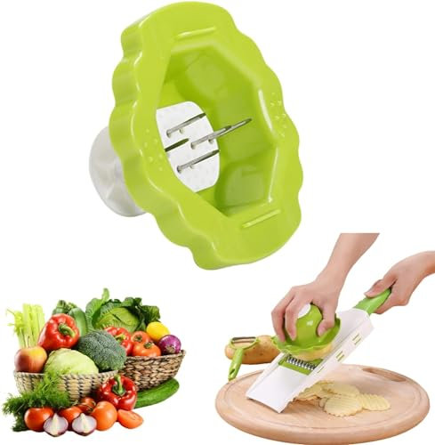 Enyolidimk Green Grater Finger Protection Holder, Safety Food Slicer Veggie Shredder, Home Kitchen Fruit Slicer Veggie Cutter Hand Guard, Plastic, Stainless Steel