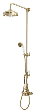 MILANO Rigid Riser Thermostatic Mixer Valve Round Shower Head Handset Brass