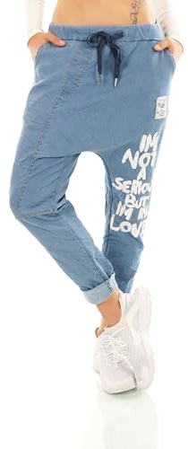 STIDIA Italy Damen Harem Jeans Look Denim Hose Jogpants Baggy Boyfriend Freizeit 36-40