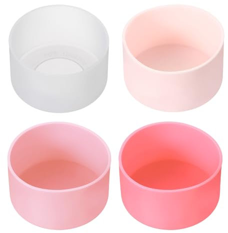 PATIKIL Silicone Boot for Tumbler Boot, 4Pcs Bottom Sleeve Protector for Water Bottle Car Travel Cup, Light Pink/Pink/Dark Pink/Transparent