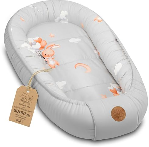 Babynest babynestchen neugeborene 90 x 50 cm baby nestchen tragbar nest für bett kinder kuschelnest coccon für Jungen und Mädchen Kaninchen