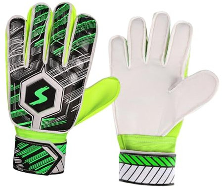 Baoblaze Fußball -Torhüterhandschuhe Fußball -Torhüterhandschuhe Fingerschutz Schutzausrüstung Accessoires Training Handschuhe Kinder Teenager, Grüne Größe 9