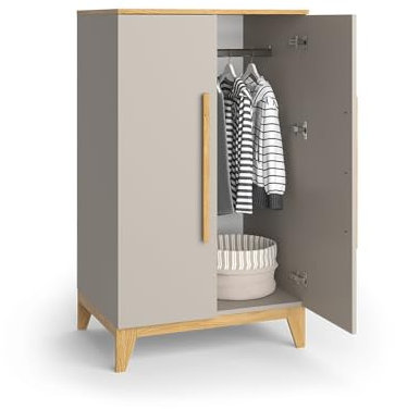 VitaliSpa Kinderkleiderschrank Cashmere-Eiche Malia - 70x120x53 cm aus Spanplatte - Regal für Kinder, mit minimalistisches Design