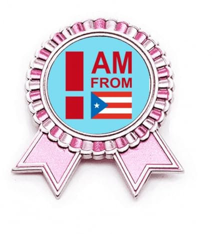 Brosche I Am From Puerto Rico, Art-Deco-Stil, modisch, Anstecknadel, Pink, Gewinner Award Medaille, M, Metall
