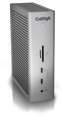 CalDigit TS5 15-Port Thunderbolt 5 Docking Station – 140W Safe Laptop Power | Mac/PC. Powerful 240W PSU guarantees unthrottled 140W laptop charging, 4x TB5, 2.5GbE, Stable dual 6K/8K, 1.0m braided cable