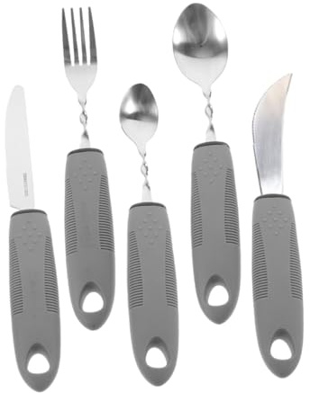 CALLARON 1 Juego Vajilla anti-vibración largo utensils las manos utensilios pesados utensilios adaptativos cuchara tenedor utensilios adaptables de interior Acero inoxidable