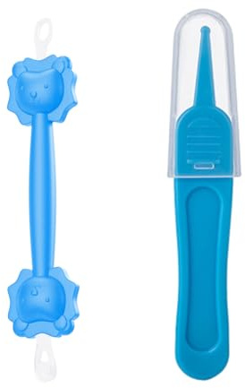 YAPKOLV Kit de nettoyage nez-oreilles bébé, bâtonnet double embout + pince silicone pour nez et oreilles