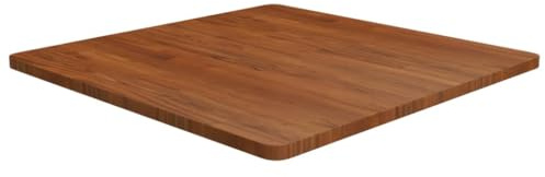Dessus de table en bois de chêne massif, carré marron foncé 80 x 80 x 2,5 cm, finition noyer traité, bureau durable pour les dîners, les cafés ou les tables de bar