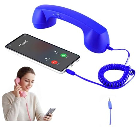 Retro Phone Handset, Cell Phone Receiver with Microphone & Speaker, Vintage Old School Telephone Handset for Mobile Phones, 90s Style Prop for Photos,Old-Style Headset for All Cell-Phones