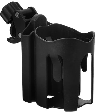 Portavasos Negro para Soporte, Abs Silla de Ruedas Cochecito | Abrazadera Ajustable, para Botellas y Tazas de Café, Reduce Vibraciones, Uso en Cochecito y Silla de Ruedas