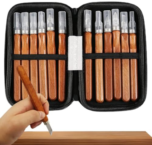 Juego De Herramientas Para Tallar Madera Cinceles Pequeños Con Piedra De | Juego De 12 Piezas De Herramientas Para Esculpir Madera Para Grabador, Carpintero, Carpintería, Artesanía, Modelis